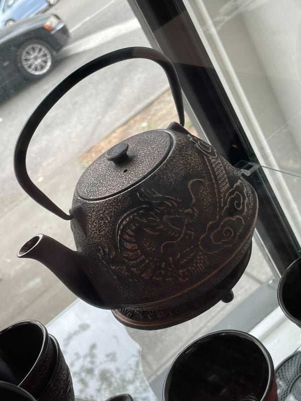 Copper Dragon's Breathe Cast Iron Tea Pot 6-Piece Set - Steepologie