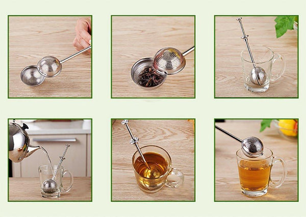 Stainless Steel Tea Ball - Single Cup - Long Handle Tea Infuser - Steepologie